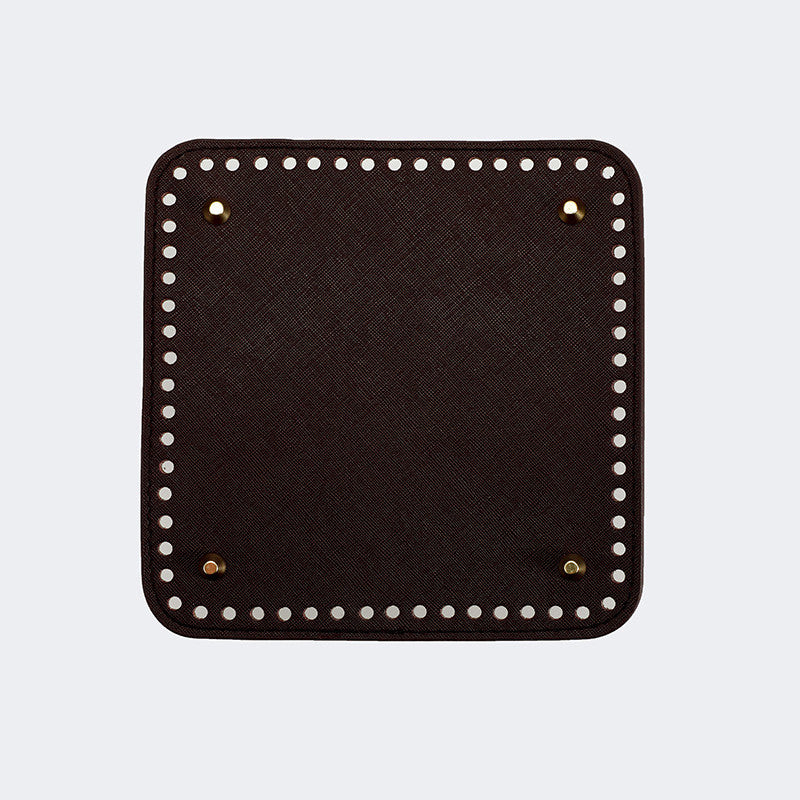 18x18cm Tapak Beg - Segi Empat Kulit PU (64 Lubang) - Bahan DIY Kraf Tangan - PU Leather Bag Base - 18x18cm Square