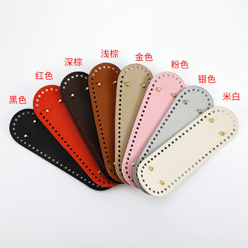 26x8cm Tapak Beg - Bentuk Bujur Kulit PU (56 Lubang) - Bahan DIY Kraf Tangan - PU Leather Bag Base - 26x8cm Oval