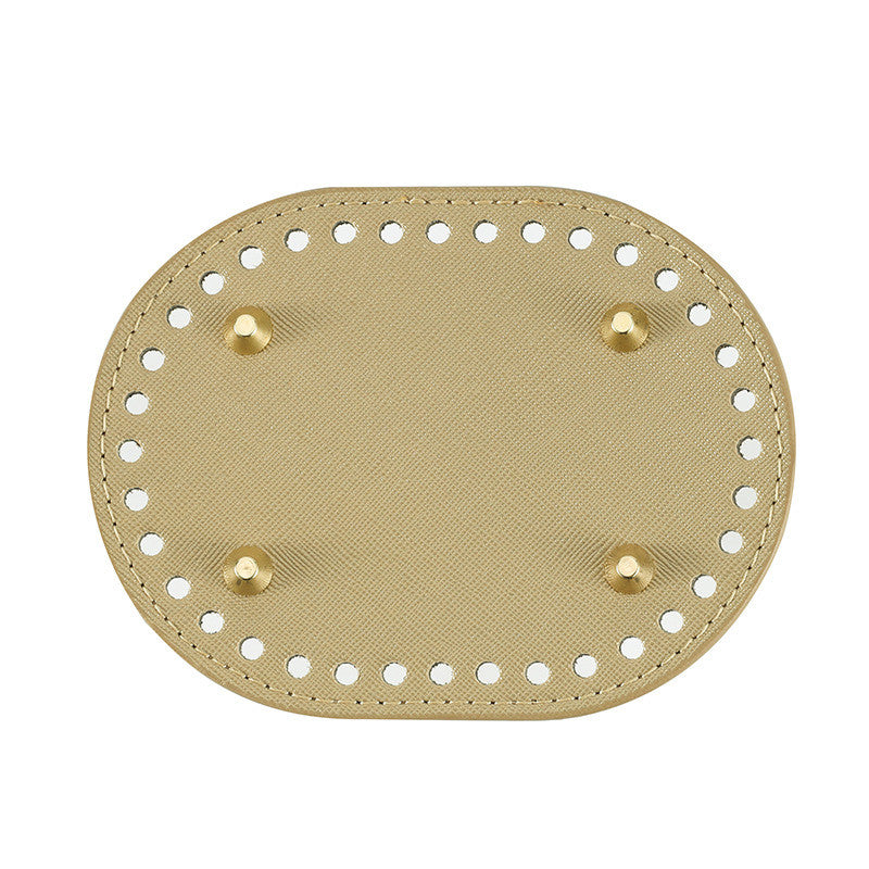 14.5x11cm Tapak Beg - Bentuk Bujur Kulit PU (36 Lubang) - Bahan DIY Kraf Tangan - PU Leather Bag Base - 14.5x11cm Oval