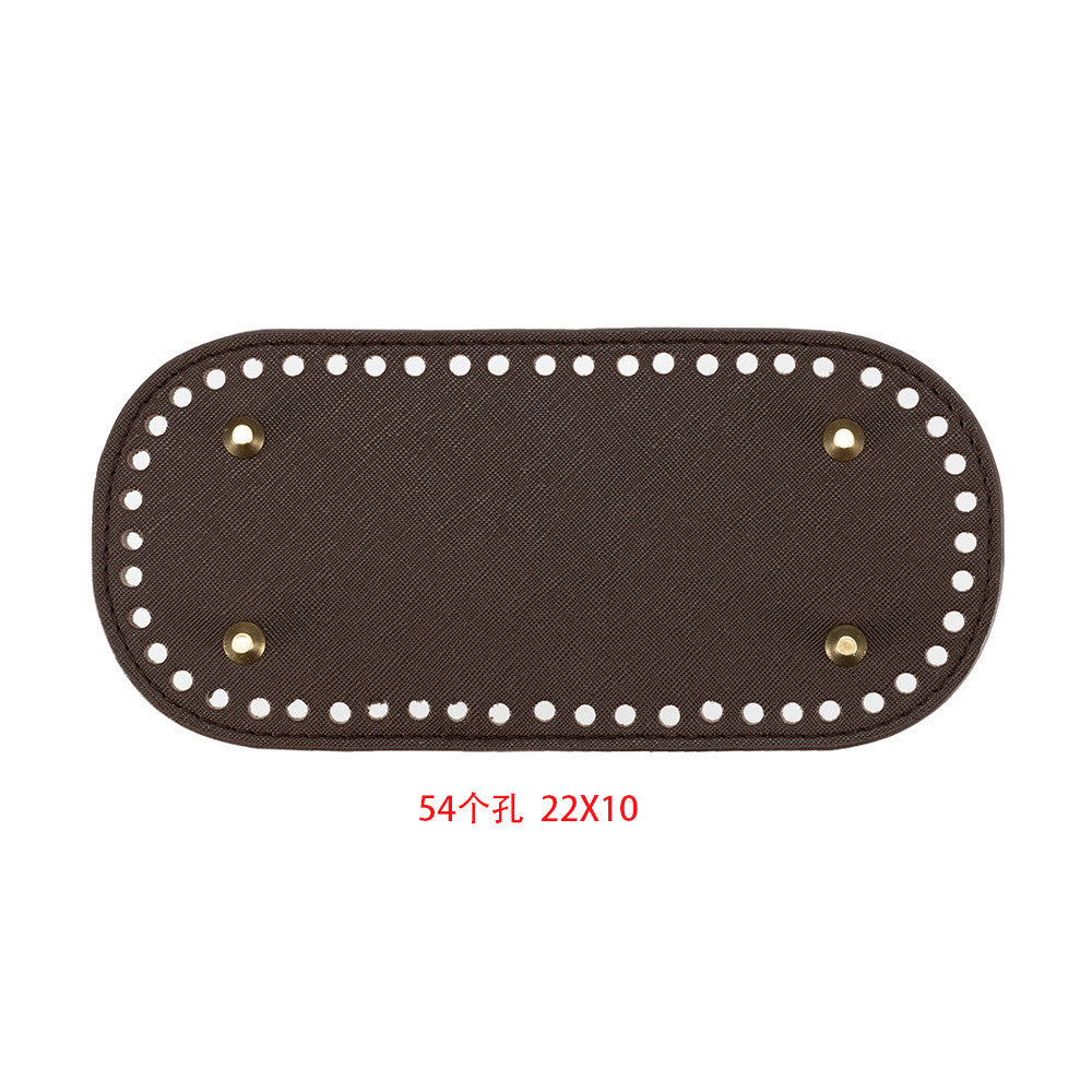 22x10cm Tapak Beg - Bentuk Bujur Kulit PU (52 Lubang) - Bahan DIY Kraf Tangan - PU Leather Bag Base - 22x10cm Oval