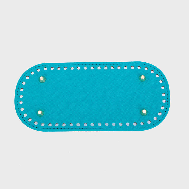 22x10cm Tapak Beg - Bentuk Bujur Kulit PU (52 Lubang) - Bahan DIY Kraf Tangan - PU Leather Bag Base - 22x10cm Oval