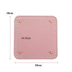 18x18cm Tapak Beg - Segi Empat Kulit PU (64 Lubang) - Bahan DIY Kraf Tangan - PU Leather Bag Base - 18x18cm Square