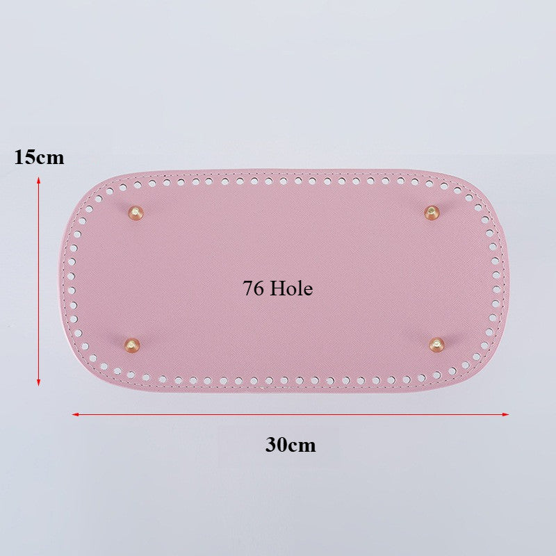 30x15cm Tapak Beg - Bentuk Bujur Kulit PU (76 Lubang) - Bahan DIY Kraf Tangan - PU Leather Bag Base - 30x15cm Oval