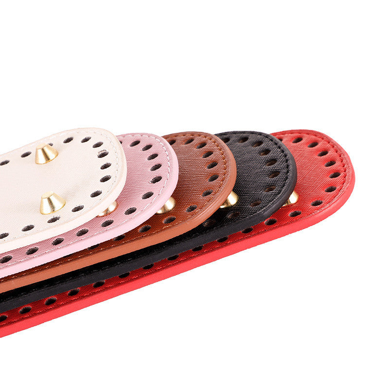 18x8cm Tapak Beg - Bentuk Bujur Kulit PU (42 Lubang) - Bahan DIY Kraf Tangan - PU Leather Bag Base - 18x8cm Oval