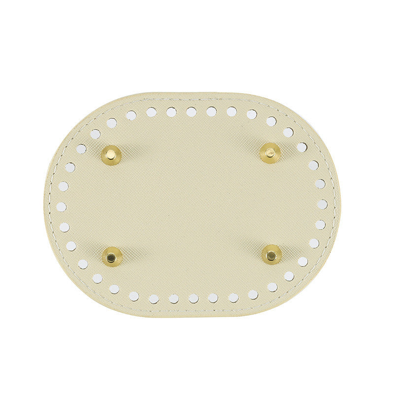 14.5x11cm Tapak Beg - Bentuk Bujur Kulit PU (36 Lubang) - Bahan DIY Kraf Tangan - PU Leather Bag Base - 14.5x11cm Oval