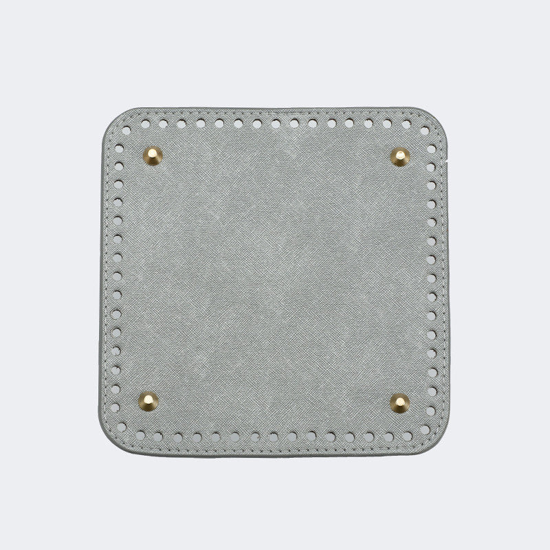 18x18cm Tapak Beg - Segi Empat Kulit PU (64 Lubang) - Bahan DIY Kraf Tangan - PU Leather Bag Base - 18x18cm Square