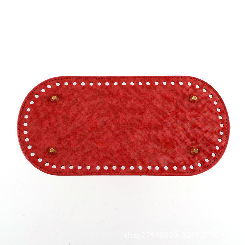 25x12cm Tapak Beg - Bentuk Bujur Kulit PU (60 Lubang) - Bahan DIY Kraf Tangan - PU Leather Bag Base - 25x12cm Oval