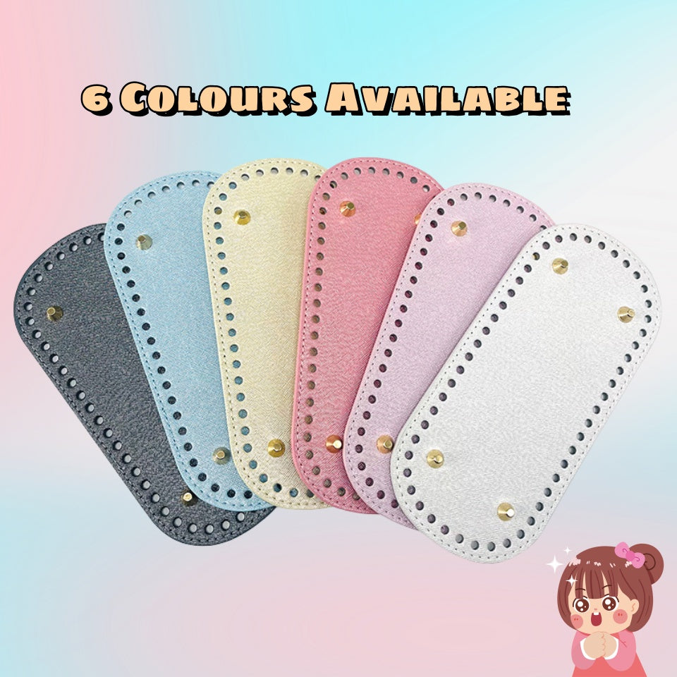 PU Bag Base with Stud/ Tapak Beg Kait/ Bag Bottom/ Leather Base/ Handmade Crochet Bag base/ Glossy Macaroon Color