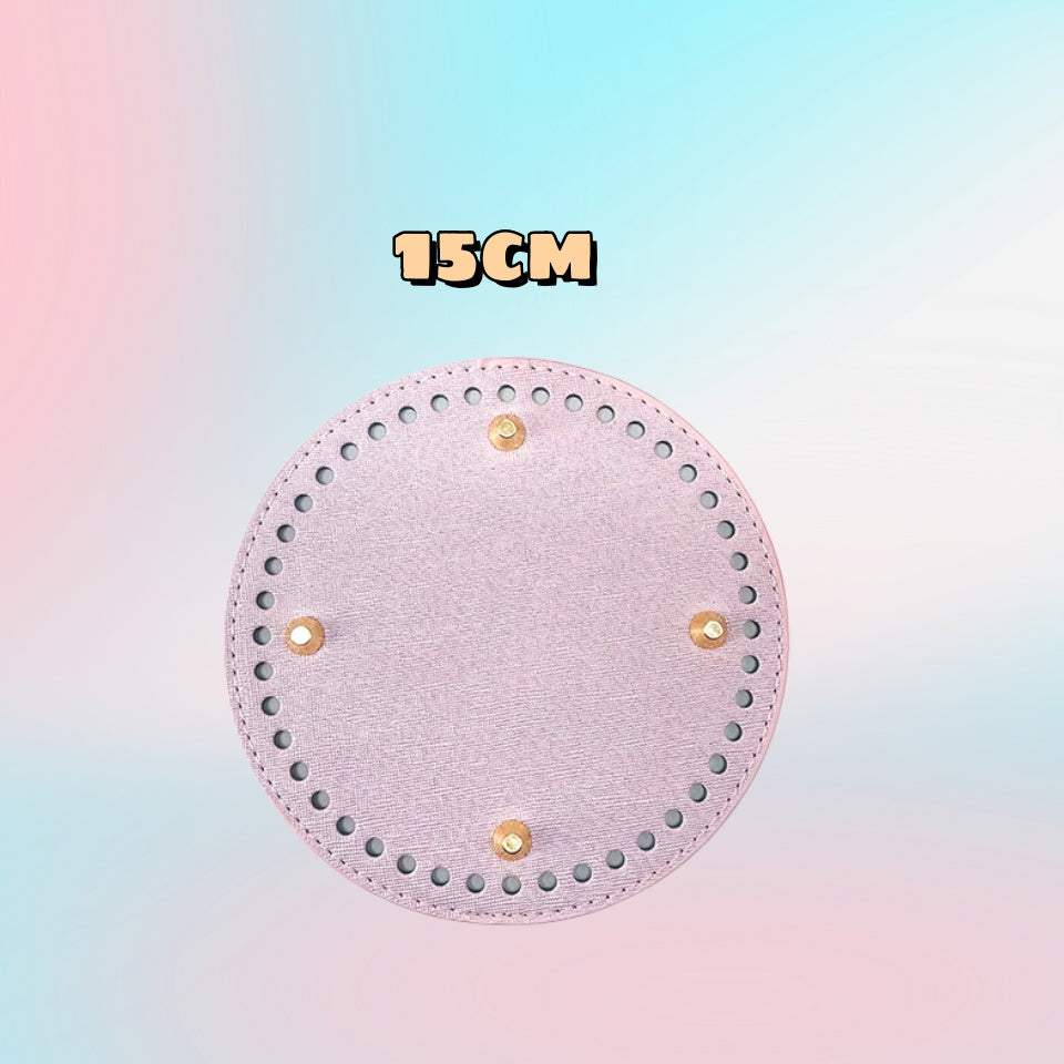 PU Bag Base with Stud/ Tapak Beg Kait/ Bag Bottom/ Leather Base/ Handmade Crochet Bag base/ Glossy Macaroon Color