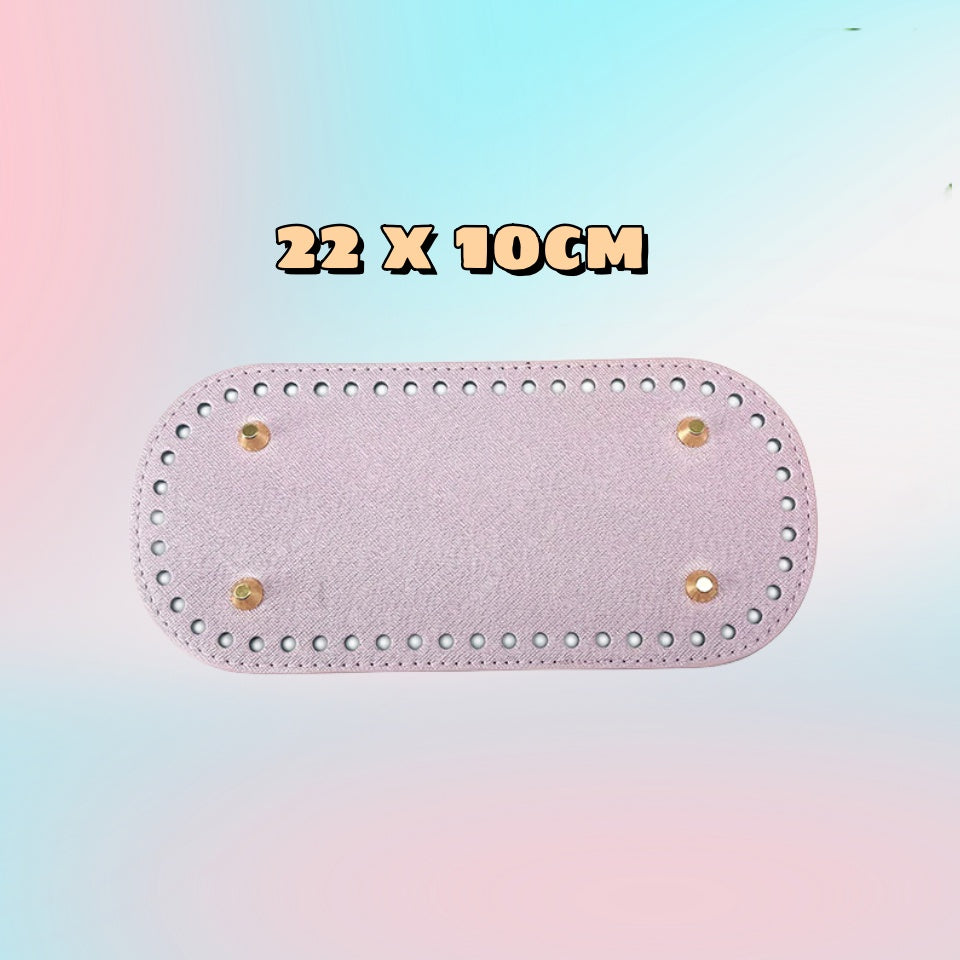 PU Bag Base with Stud/ Tapak Beg Kait/ Bag Bottom/ Leather Base/ Handmade Crochet Bag base/ Glossy Macaroon Color