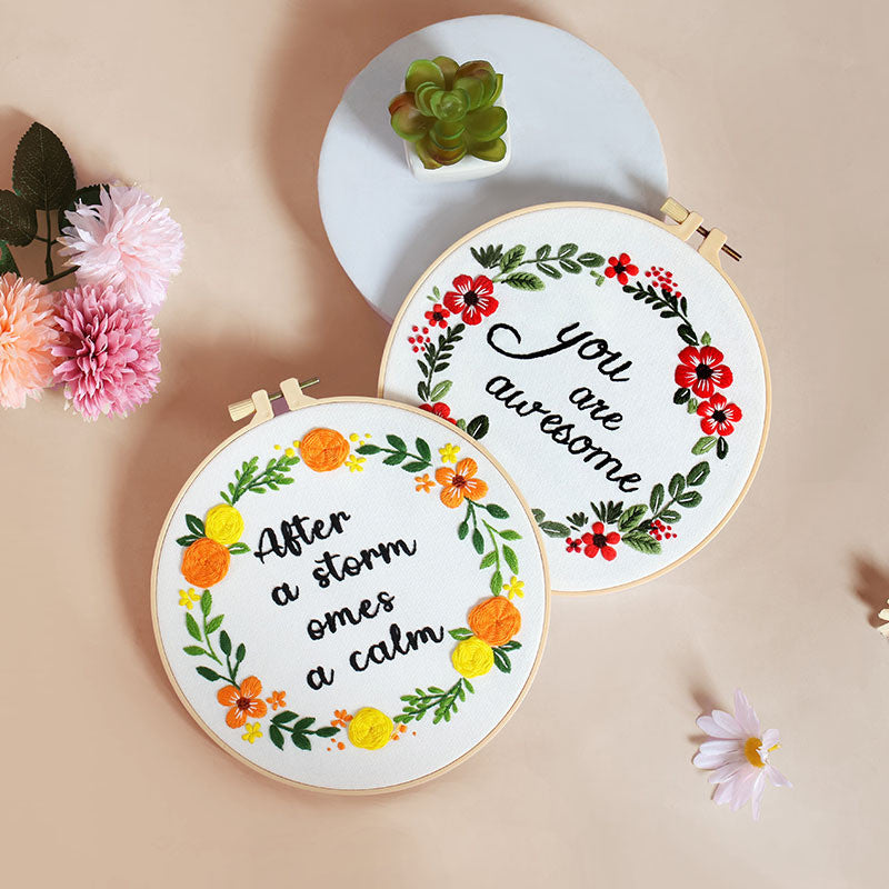 Embroidery Kit/ Needlework for Beginner/ Set Sulaman Tangan /DIY cross stitch set / Embroidery Material Kit Flower