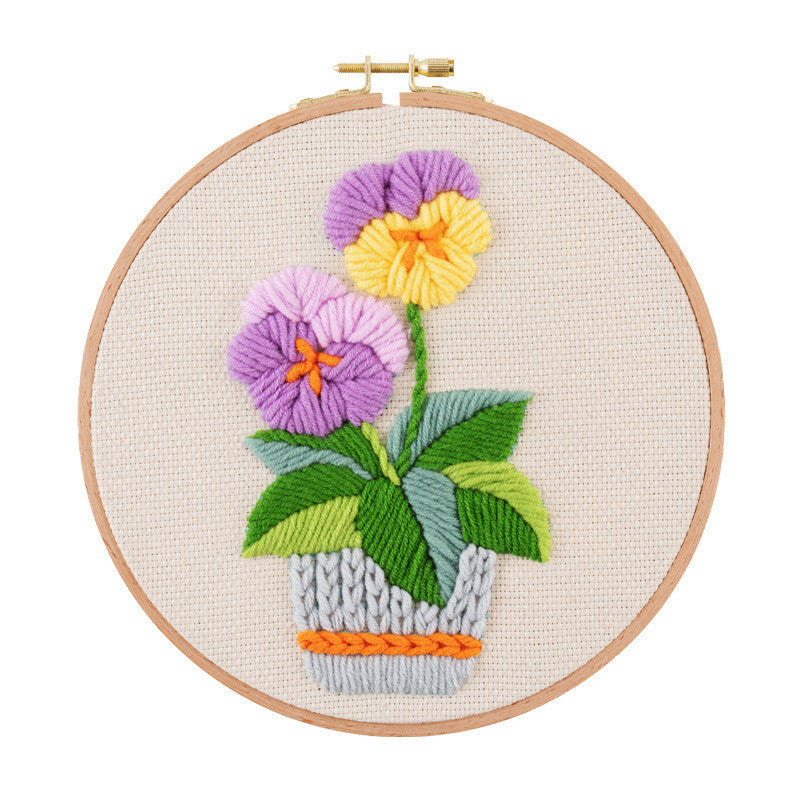 DIY Yarn Embroidery Kit 3D Handmade Fabric Craft/ Needlework for Beginner/ Set Sulaman Tangan Benang Kait Flower Series