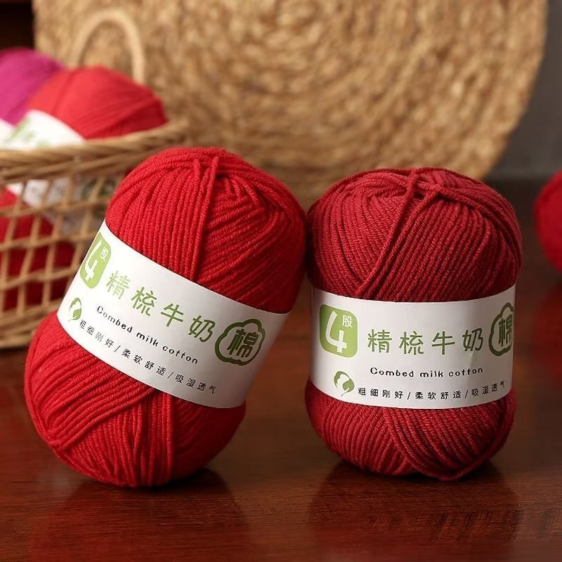 4ply Milk Cotton Hand Knitting/Crochet Cotton Yarn for Scarf/Sweater/Hat Benang Kait Milk Cotton Combed Milk Cotton 精梳棉