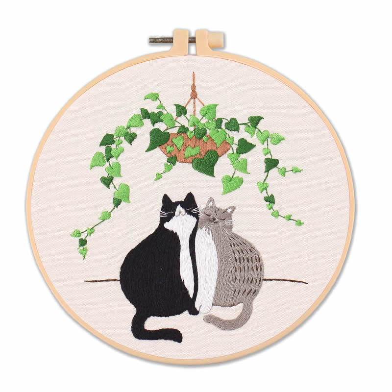 Embroidery Kit/ Needlework for Beginner/ Set Sulaman Tangan /DIY cross stitch set / Embroidery Material Kit Cats