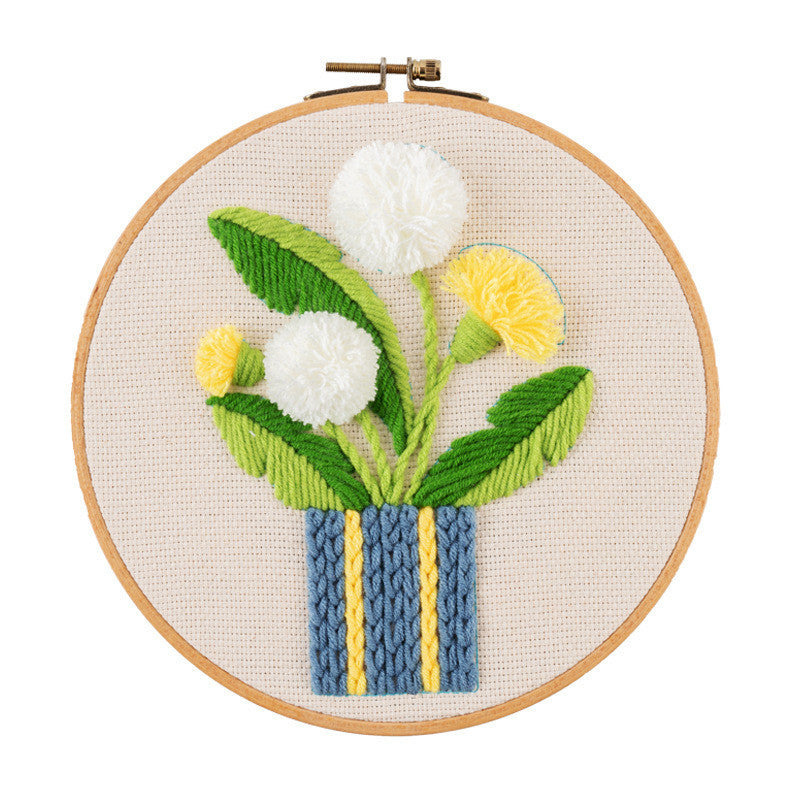 DIY Yarn Embroidery Kit 3D Handmade Fabric Craft/ Needlework for Beginner/ Set Sulaman Tangan Benang Kait Flower Series