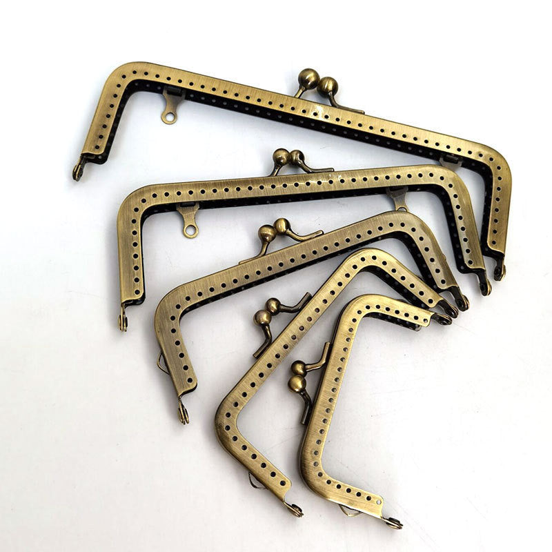 Glossy Square Shape Kiss Lock Bronze Colour Wallet Purse Frame DIY Crochet Purse Accessories Sewing Clasp Purse 口金钱包包包配件