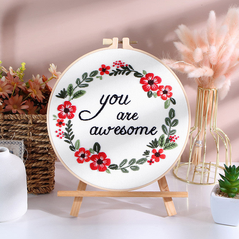 Embroidery Kit/ Needlework for Beginner/ Set Sulaman Tangan /DIY cross stitch set / Embroidery Material Kit Flower