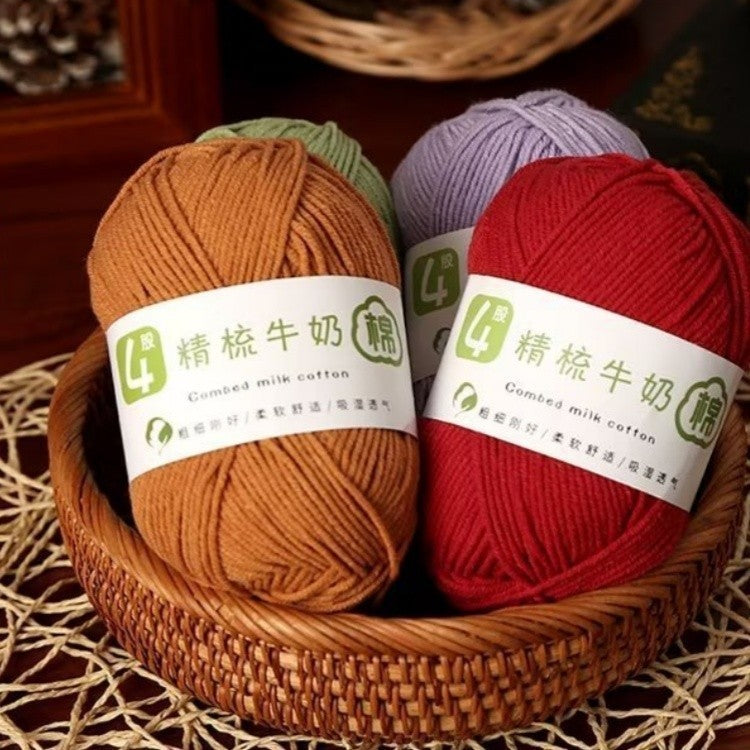 4ply Milk Cotton Hand Knitting/Crochet Cotton Yarn for Scarf/Sweater/Hat Benang Kait Milk Cotton Combed Milk Cotton 精梳棉