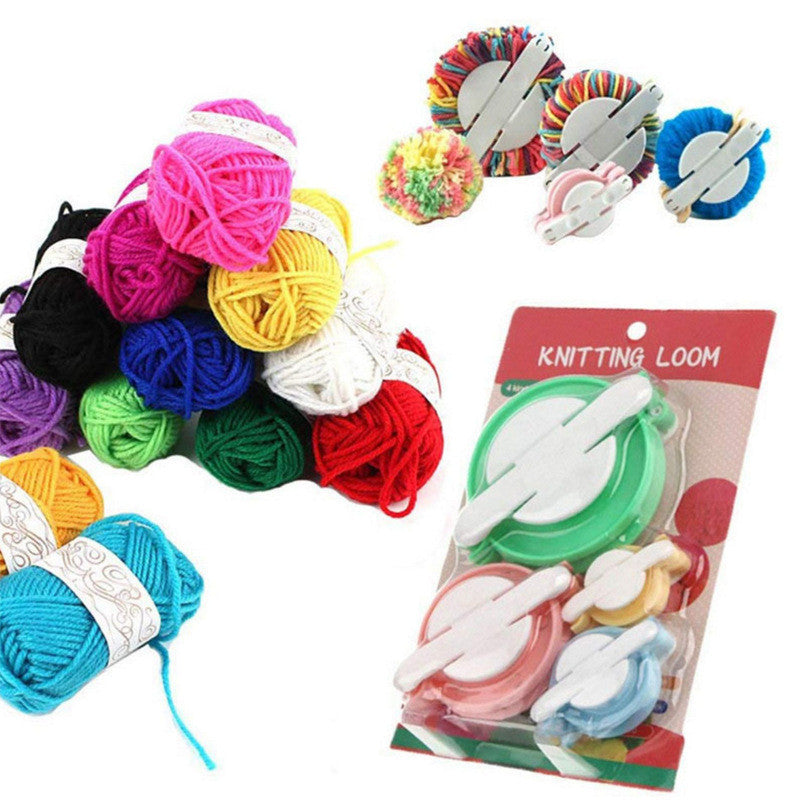 4 sizes DIY Pom Pom Maker/ Fluff Ball Weaver Bobble Craft Plush ball Making Tool/ Yarn Ball Making Tools 绒线器/ 毛线球编制器