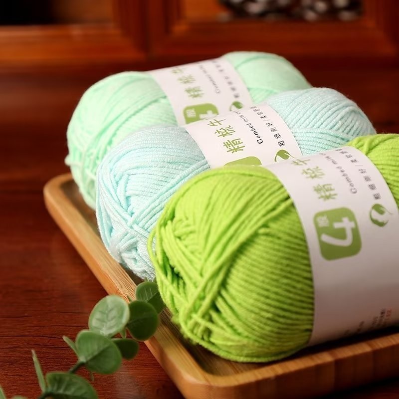 4ply Milk Cotton Hand Knitting/Crochet Cotton Yarn for Scarf/Sweater/Hat Benang Kait Milk Cotton Combed Milk Cotton 精梳棉