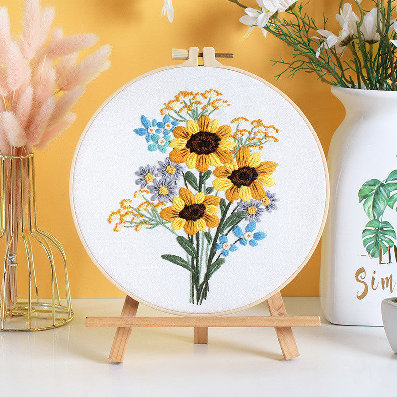 Embroidery Kit/ Needlework for Beginner/ Set Sulaman Tangan /DIY cross stitch set / Embroidery Material Kit Flower