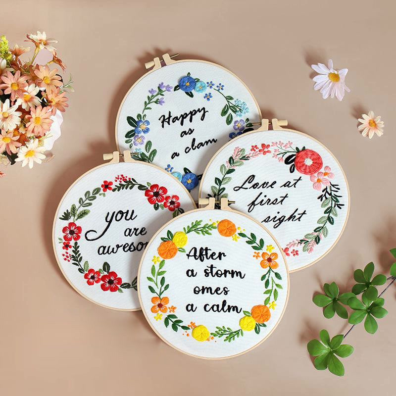 Embroidery Kit/ Needlework for Beginner/ Set Sulaman Tangan /DIY cross stitch set / Embroidery Material Kit Flower