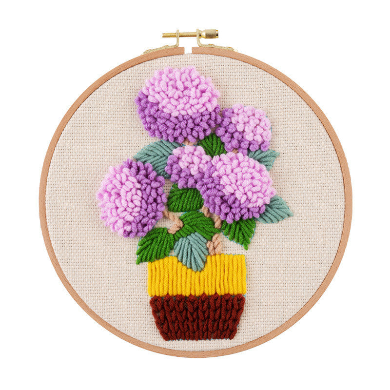 DIY Yarn Embroidery Kit 3D Handmade Fabric Craft/ Needlework for Beginner/ Set Sulaman Tangan Benang Kait Flower Series
