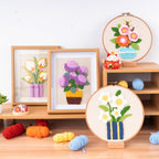DIY Yarn Embroidery Kit 3D Handmade Fabric Craft/ Needlework for Beginner/ Set Sulaman Tangan Benang Kait Flower Series