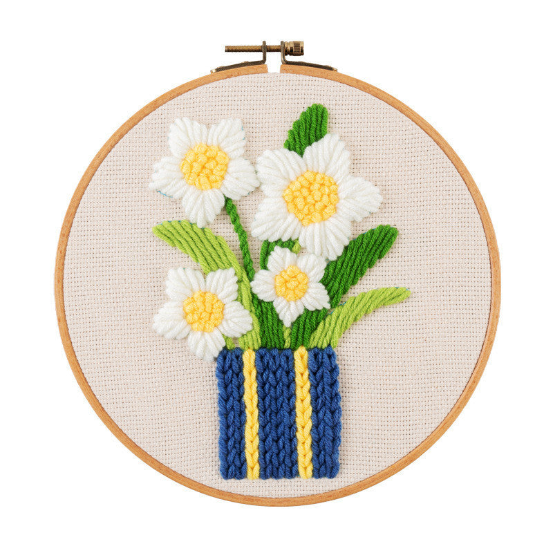 DIY Yarn Embroidery Kit 3D Handmade Fabric Craft/ Needlework for Beginner/ Set Sulaman Tangan Benang Kait Flower Series