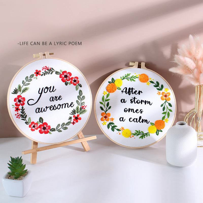Embroidery Kit/ Needlework for Beginner/ Set Sulaman Tangan /DIY cross stitch set / Embroidery Material Kit Flower