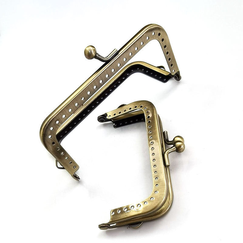 Glossy Square Shape Kiss Lock Bronze Colour Wallet Purse Frame DIY Crochet Purse Accessories Sewing Clasp Purse 口金钱包包包配件