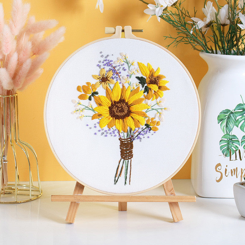 Embroidery Kit/ Needlework for Beginner/ Set Sulaman Tangan /DIY cross stitch set / Embroidery Material Kit Flower