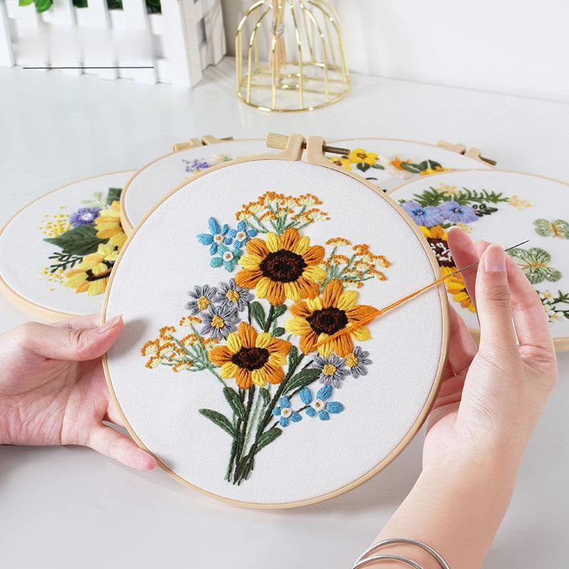 Embroidery Kit/ Needlework for Beginner/ Set Sulaman Tangan /DIY cross stitch set / Embroidery Material Kit Flower