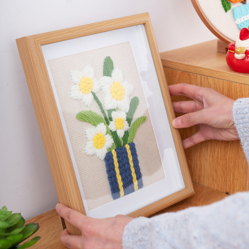 DIY Yarn Embroidery Kit 3D Handmade Fabric Craft/ Needlework for Beginner/ Set Sulaman Tangan Benang Kait Flower Series
