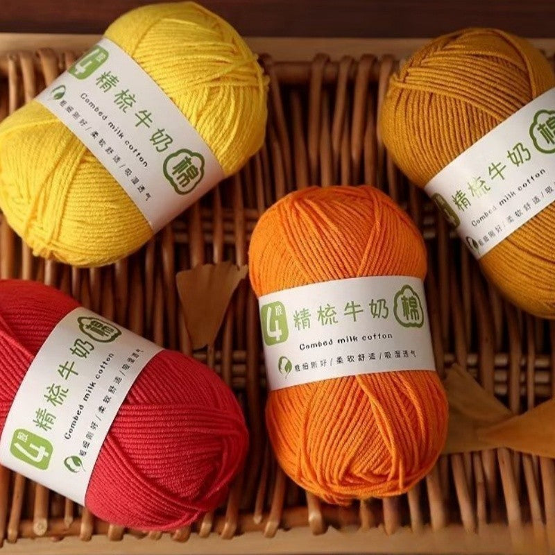 4ply Milk Cotton Hand Knitting/Crochet Cotton Yarn for Scarf/Sweater/Hat Benang Kait Milk Cotton Combed Milk Cotton 精梳棉