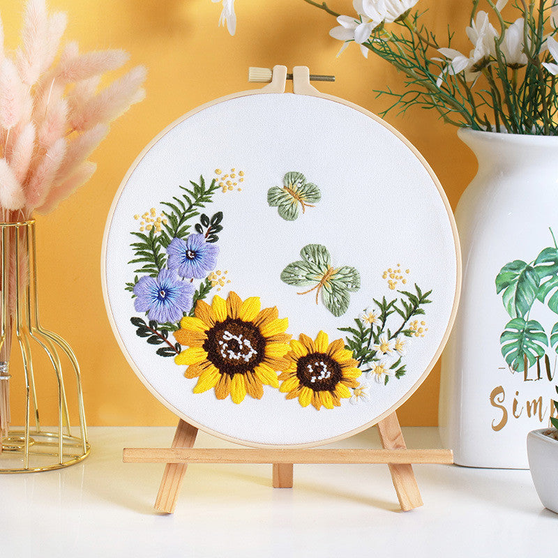 Embroidery Kit/ Needlework for Beginner/ Set Sulaman Tangan /DIY cross stitch set / Embroidery Material Kit Flower