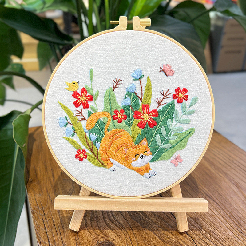 Embroidery Kit/ Needlework for Beginner/ Set Sulaman Tangan /DIY cross stitch set / Embroidery Material Kit Cats