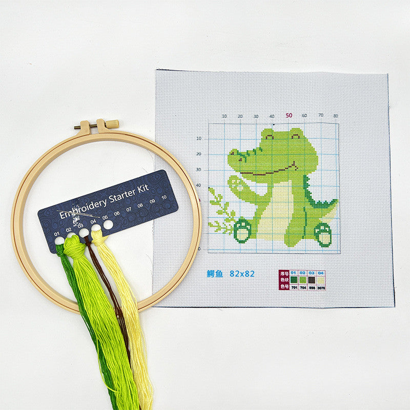 DIY Cross Stitch Kit – Cute Cartoon Wall Hanging | Embroidery | Beginner Practice Kit for Students