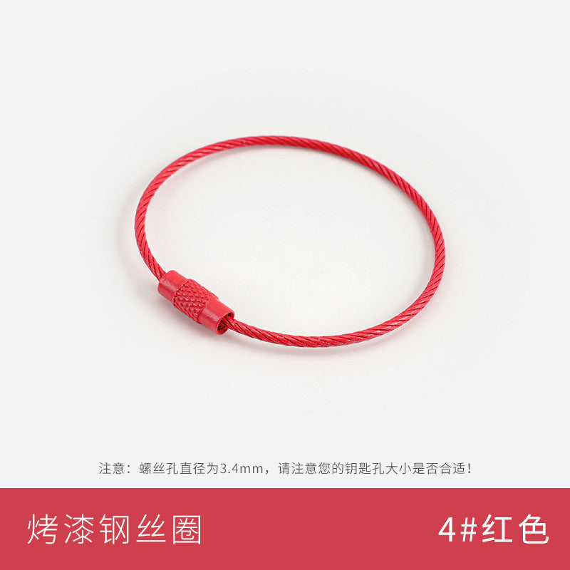 1pcs- Metallic Candy-Colored Painted Steel Wire Key Ring - Keychain- Gelung Gantungan Kunci