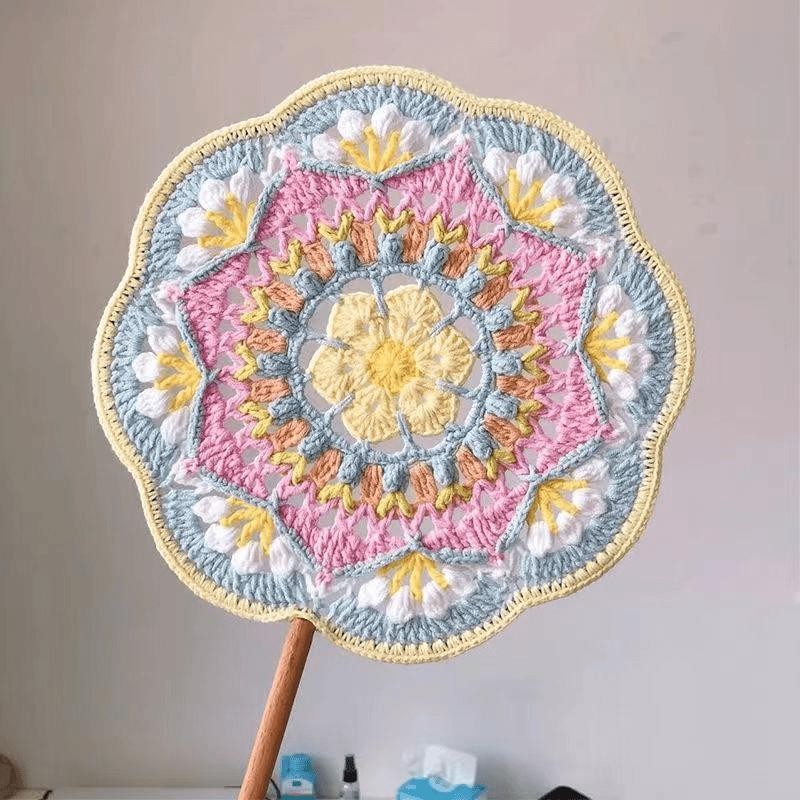 DIY Handmade Crochet Kit | Chinese Style Round Fan | Vintage Yarn Knitting Fan Craft- Pakej DIY Kipas Bulat Gaya Cina