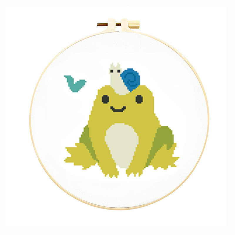 DIY Cross Stitch Kit – Cute Cartoon Wall Hanging | Embroidery | Beginner Practice Kit for Students