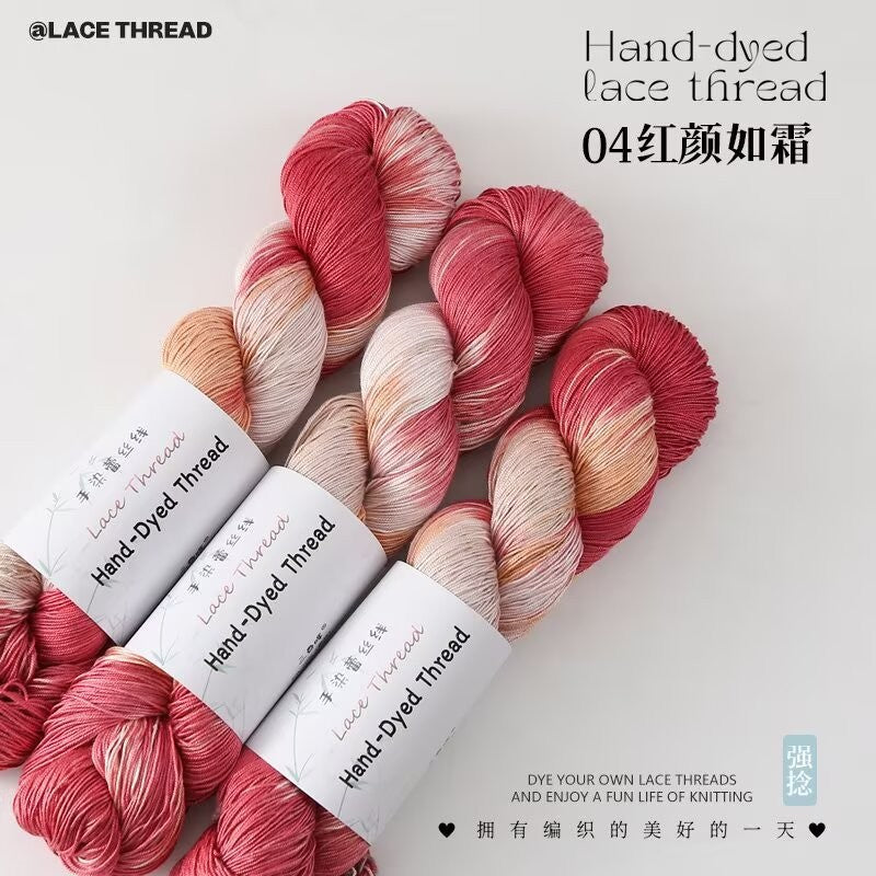 Hand-Dyed Gradient Lace Cotton Yarn | Strong Twist Summer Knitting & Crochet Yarn for Summer Shawls & Tops