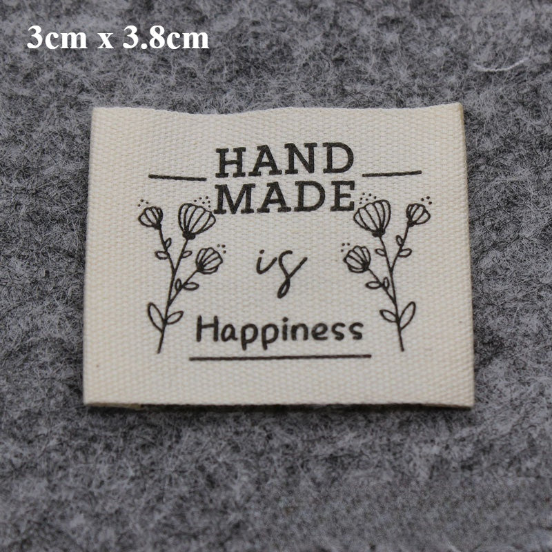 5pcs Cartoon Cute Cotton Handmade Printed Label DIY Handmade Article Collar Label Hair Band Cloth Label Trademark