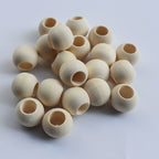 【10pcs】10 - 40mm Large Hole Wooden Beads - Macrame Beads- Natural Round Wood Loose Beads