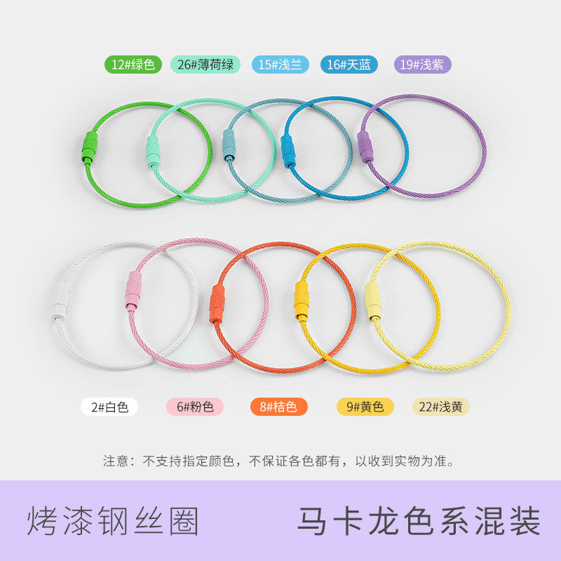 1pcs- Metallic Candy-Colored Painted Steel Wire Key Ring - Keychain- Gelung Gantungan Kunci