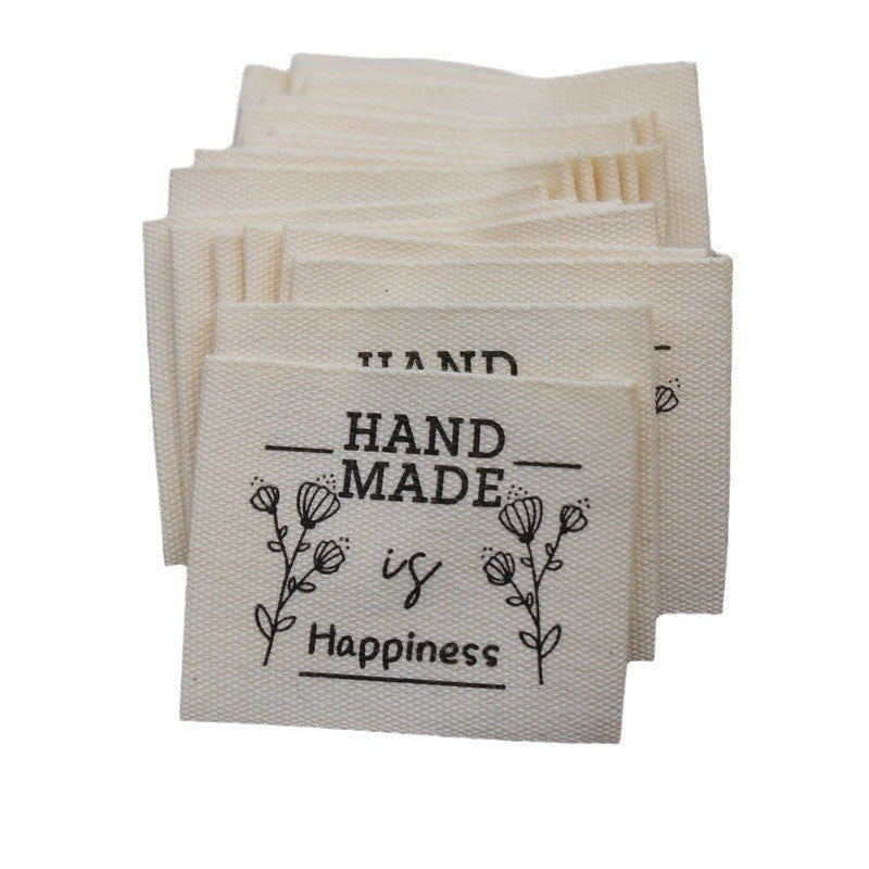 5pcs Cartoon Cute Cotton Handmade Printed Label DIY Handmade Article Collar Label Hair Band Cloth Label Trademark