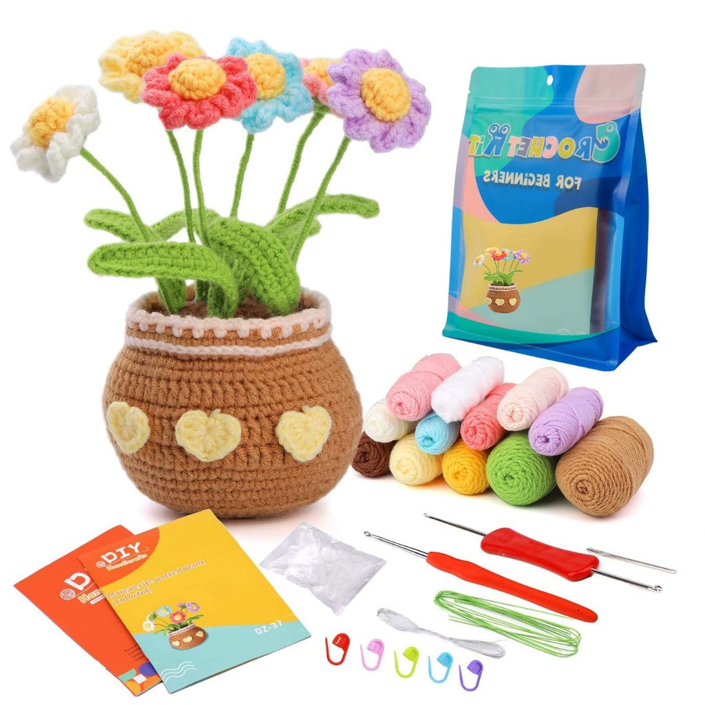 Beginner Crochet Material Kit- DIY Crochet Set-Full Knitting Tools- Crochet Starter Kit for Beginner