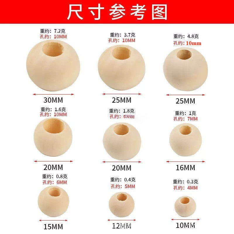 【10pcs】10 - 40mm Large Hole Wooden Beads - Macrame Beads- Natural Round Wood Loose Beads