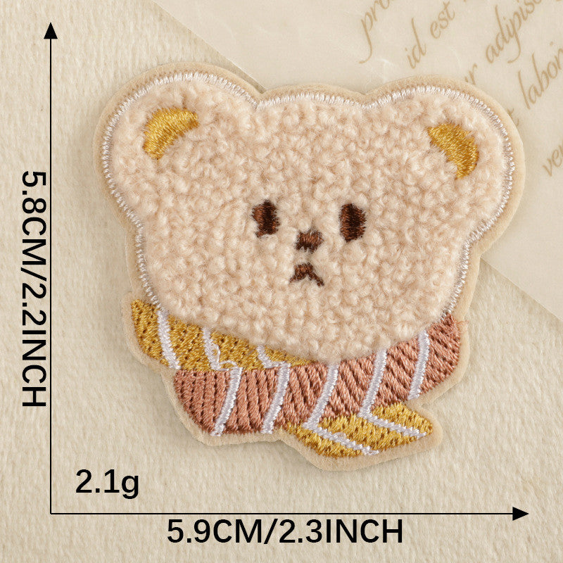 Self-Adhesive Embroidery sticker Patch - Iron on Scarf Label - Bear Sticker Patch