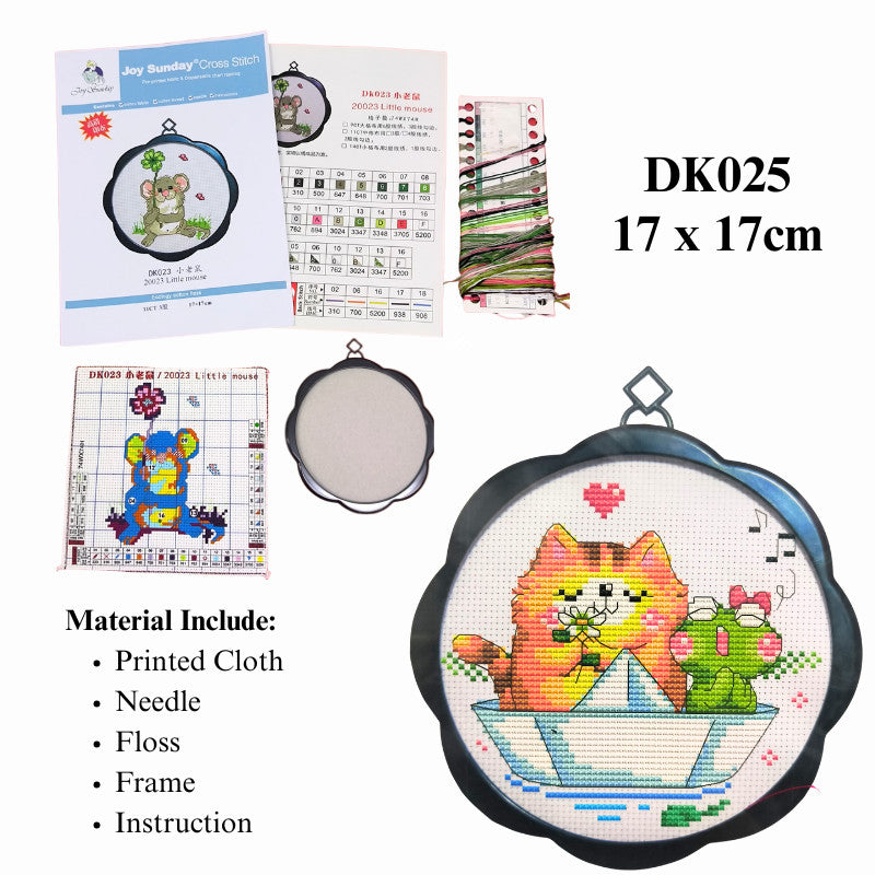 Kids DIY Cross Stitch Kit – Cute Cartoon Wall Hanging | Embroidery | Beginner Practice Kit for Students